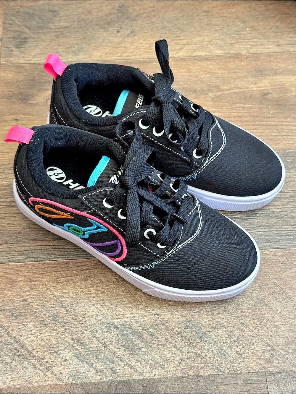 Heelys Pro 20 Kids Black & Pink Wheeled Sneakers Girls US 1